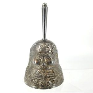 Vint Enesco 1996 Bell Silver Plate Santa Figural Christmas Holiday Decor  4.50"